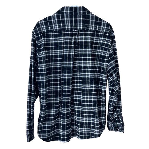 JACHS Flannel Shirt Button Front Black White Plaid XL Extra Large Thick Fabric - Picture 2 of 8